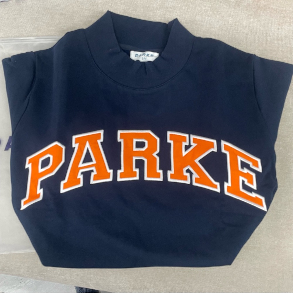 Parke Men's Navy Sweatshirt with Orange Lettering - Picture 6 of 9